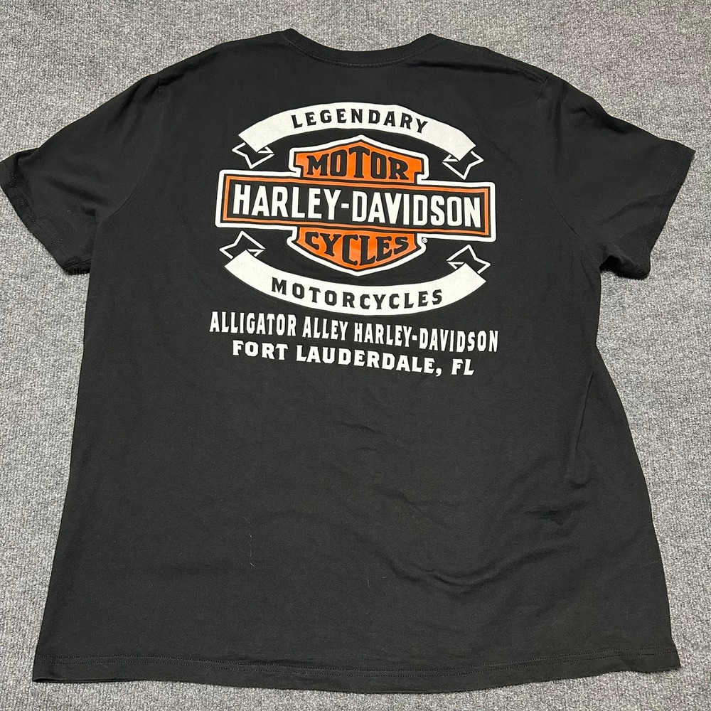 Harley-Davidson Alligator Alley Fort Lauderdale Florida Mens T-Shirt 2XL Black